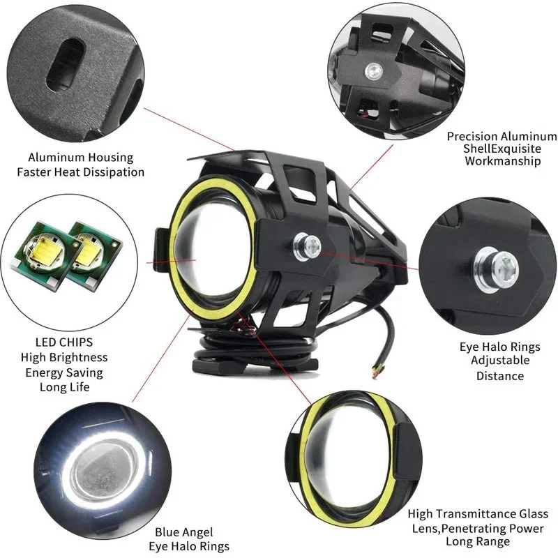U7 LED Tambahan Terang Sepeda  - Universal Motorcycle Led Headlight Projector ulasan dan harga