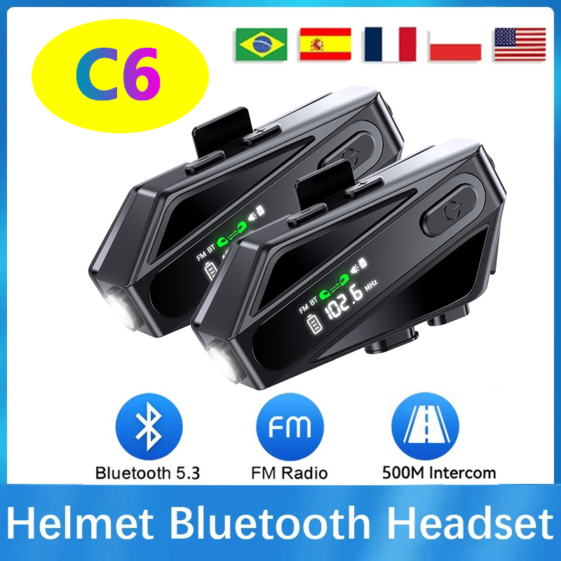 1/2PC C6 Helm Sepeda Motor Hea - Full Face Motorcycle Helmet With Bluetooth ulasan dan harga