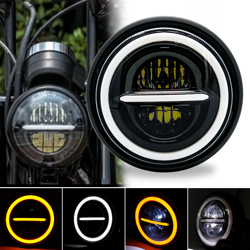 Lampu depan bulat Universal 7. - Universal Motorcycle Led Headlight Projector ulasan dan harga