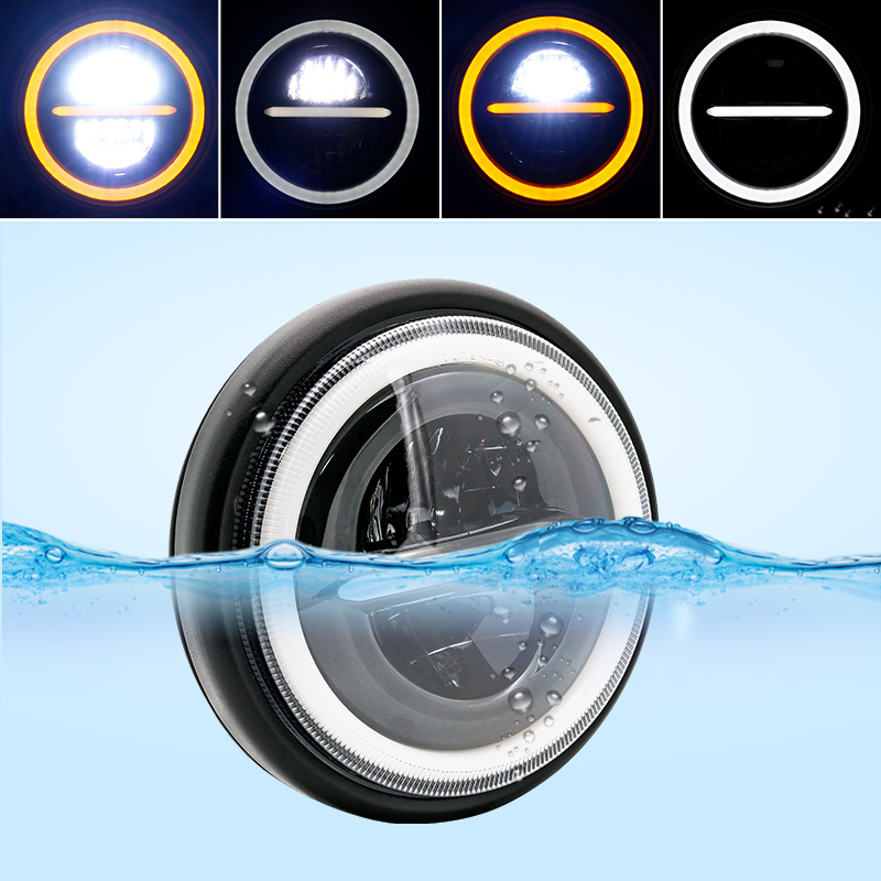 Lampu depan bulat Universal 7. - Universal Motorcycle Led Headlight Projector ulasan dan harga